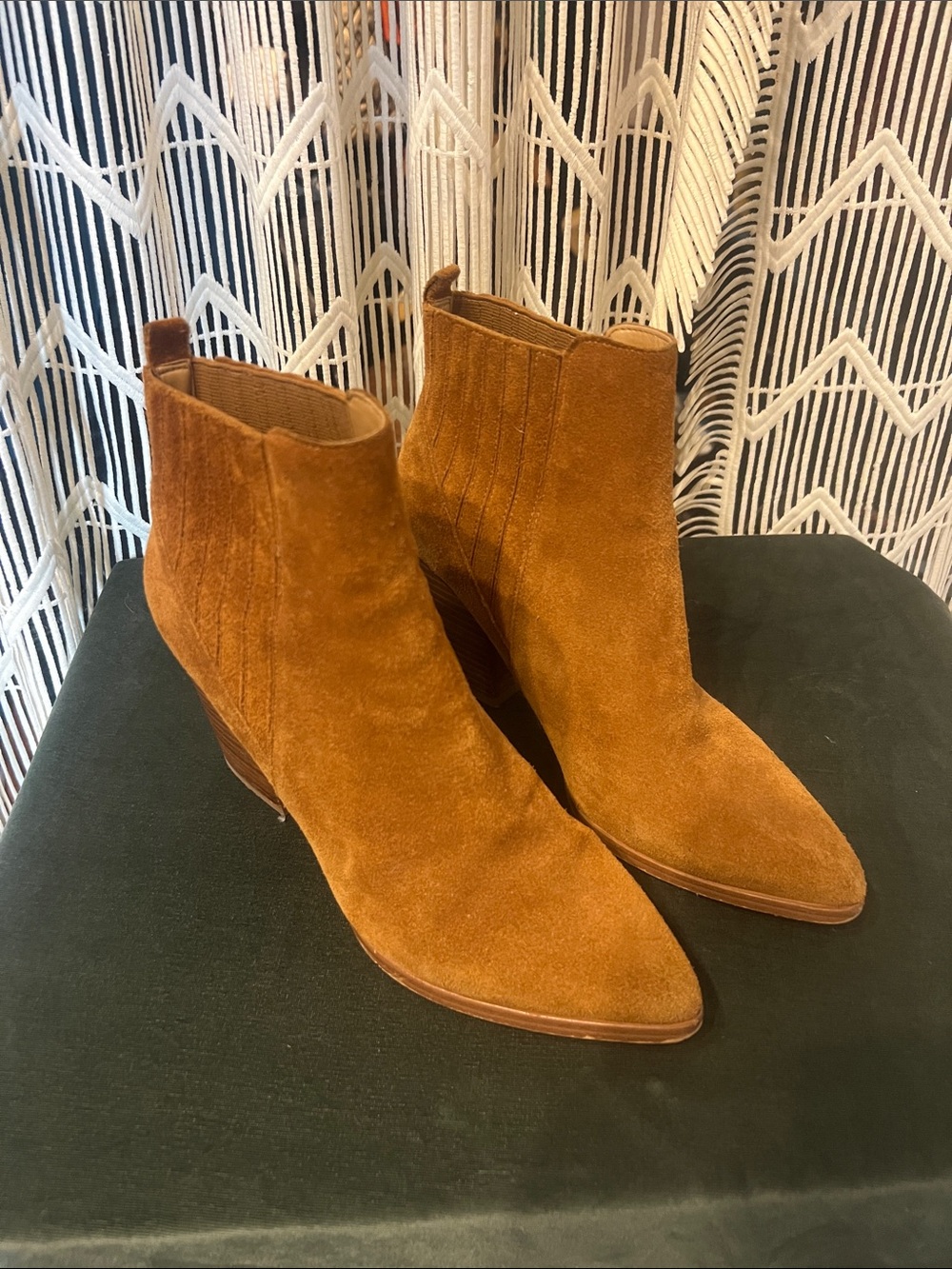 Marc Fisher Tan Suede Pointed Toe Ankle Booties